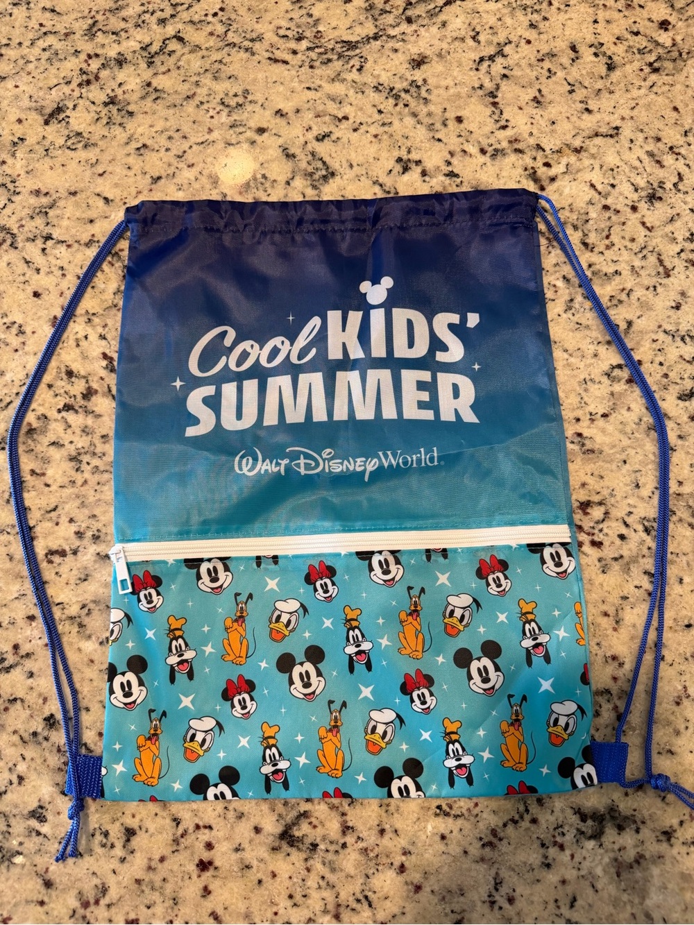 Disney Blue "Cool Kids' Summer" Drawstring Backpack with Mickey Friends